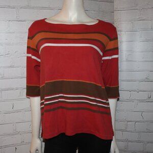 🧡 Paradise Bay Petites Blouse – Red, Orange & Brown – Size LP